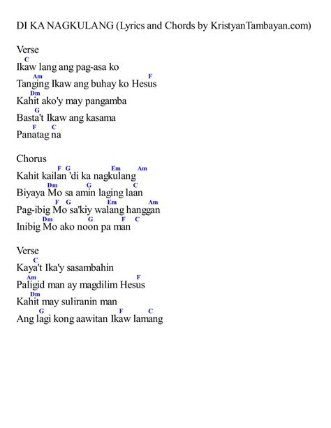 di ka nagkulang chords|Di Ka Nagkulang .
